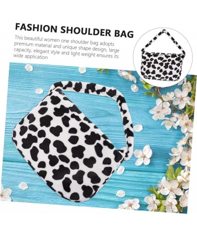 2 Pcs Leopard Shoulder Bag Zipper Bag Storage Women's Plush Blackx3pcs $10.69 Shoulder Bags