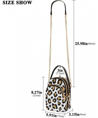 White Yellow Leopard Print Crossbody Bag Small Shoulder Handbags Leather Purse for Women $10.66 Crossbody Bags