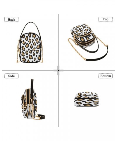 White Yellow Leopard Print Crossbody Bag Small Shoulder Handbags Leather Purse for Women $10.66 Crossbody Bags