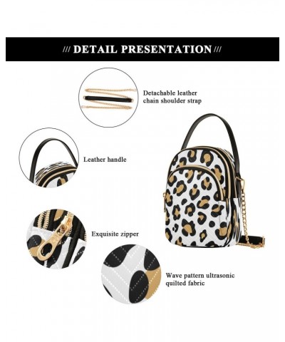 White Yellow Leopard Print Crossbody Bag Small Shoulder Handbags Leather Purse for Women $10.66 Crossbody Bags