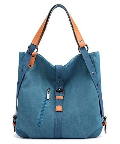 Handbags Wallets Canvas Shoulder Bags Women's Beach Bags Casual School Hobo Bags Convertible Backpacks (Blue) Blue $23.25 Totes