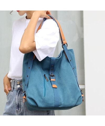 Handbags Wallets Canvas Shoulder Bags Women's Beach Bags Casual School Hobo Bags Convertible Backpacks (Blue) Blue $23.25 Totes