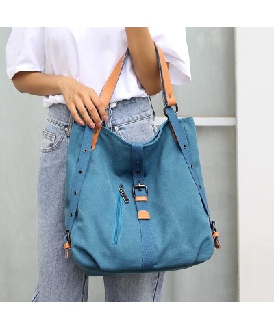 Handbags Wallets Canvas Shoulder Bags Women's Beach Bags Casual School Hobo Bags Convertible Backpacks (Blue) Blue $23.25 Totes