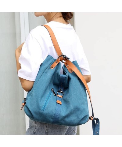 Handbags Wallets Canvas Shoulder Bags Women's Beach Bags Casual School Hobo Bags Convertible Backpacks (Blue) Blue $23.25 Totes