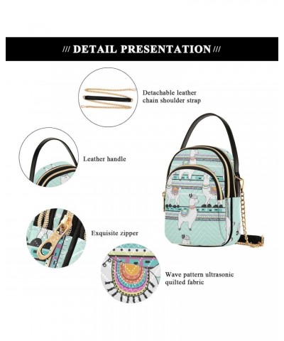 Llama Small Crossbody Handbag for Women Mini Over Shoulder Purse with Three Zippered Pockets Durable Holder Wallet for Hiking...