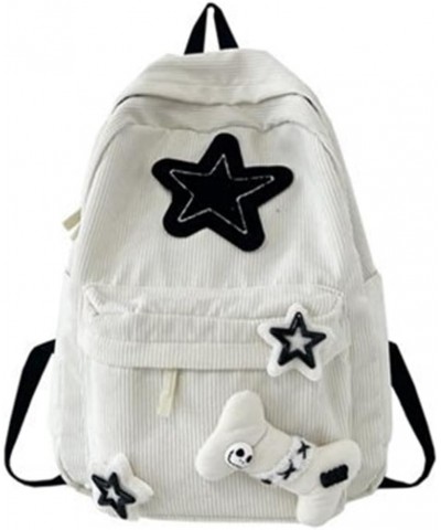 Kawaii Backpack with Cute Star Patches Spacious Rucksack Fashion Stylish Trendy Casual (White) White $20.64 Backpacks