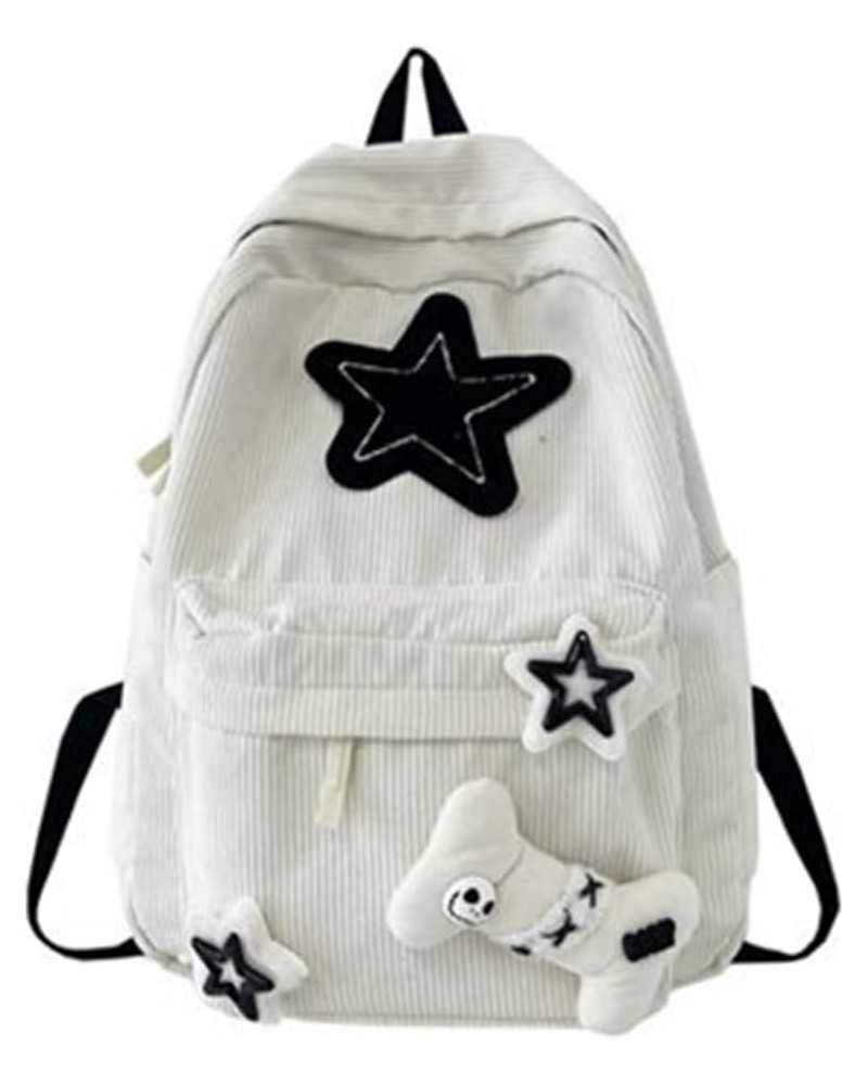 Kawaii Backpack with Cute Star Patches Spacious Rucksack Fashion Stylish Trendy Casual (White) White $20.64 Backpacks