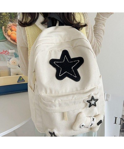 Kawaii Backpack with Cute Star Patches Spacious Rucksack Fashion Stylish Trendy Casual (White) White $20.64 Backpacks