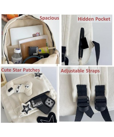 Kawaii Backpack with Cute Star Patches Spacious Rucksack Fashion Stylish Trendy Casual (White) White $20.64 Backpacks