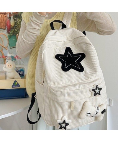 Kawaii Backpack with Cute Star Patches Spacious Rucksack Fashion Stylish Trendy Casual (White) White $20.64 Backpacks