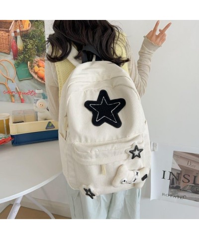 Kawaii Backpack with Cute Star Patches Spacious Rucksack Fashion Stylish Trendy Casual (White) White $20.64 Backpacks