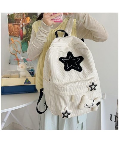 Kawaii Backpack with Cute Star Patches Spacious Rucksack Fashion Stylish Trendy Casual (White) White $20.64 Backpacks