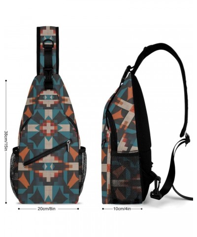 Native Indian Tribal Mosaic Rustic Pattern Sling Bags Men And Women Shoulder Backpack Chest Bag Cross Body Chest Sling Backpa...