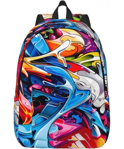 Graffiti Drawing Print Unisex Canvas Bag Canvas Shoulder Pouch Pack Lightweight Backpack For Woman Lady Black Medium $21.84 B...