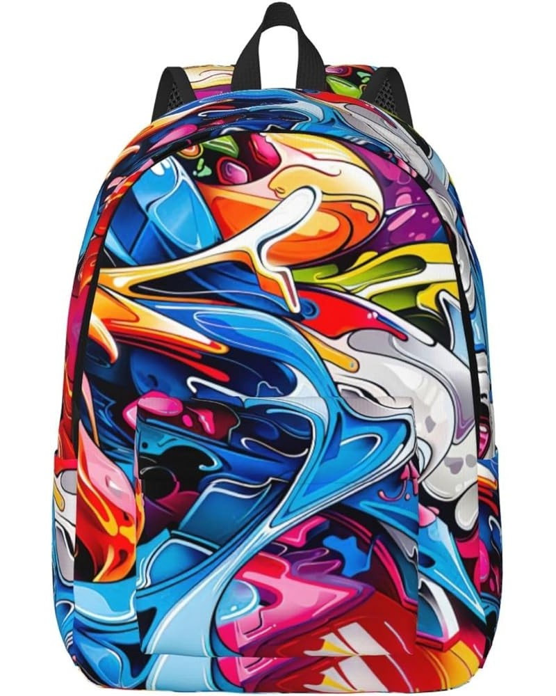 Graffiti Drawing Print Unisex Canvas Bag Canvas Shoulder Pouch Pack Lightweight Backpack For Woman Lady Black Medium $21.84 B...