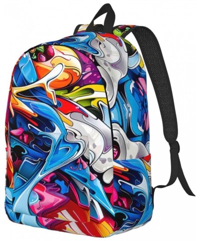 Graffiti Drawing Print Unisex Canvas Bag Canvas Shoulder Pouch Pack Lightweight Backpack For Woman Lady Black Medium $21.84 B...