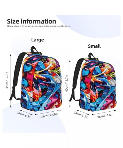 Graffiti Drawing Print Unisex Canvas Bag Canvas Shoulder Pouch Pack Lightweight Backpack For Woman Lady Black Medium $21.84 B...