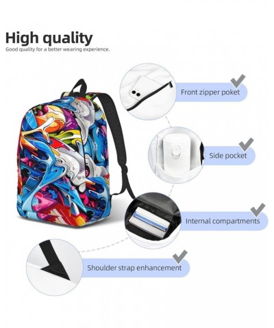 Graffiti Drawing Print Unisex Canvas Bag Canvas Shoulder Pouch Pack Lightweight Backpack For Woman Lady Black Medium $21.84 B...