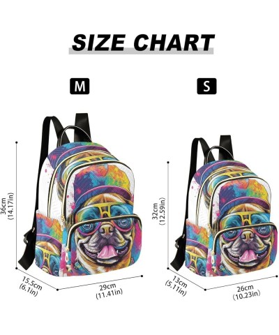 Small Fashion Backpack for Women Rainbow Pug Pastel Print Ladies Travel Daypack Aesthetic Shoulder Bag 11.4×6.1×14.1 IN $15.6...