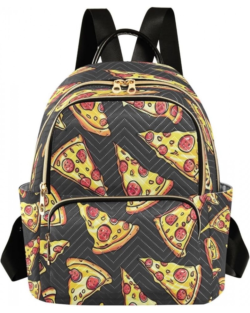 Pizza Cartoon Funny Women Backpack Purse Ladies Fashion Shoulder Bag Daypack Travel Bag 7.5L Small $16.42 Backpacks