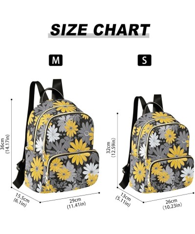 White Yellow Gray Daisy Floral Backpack Purse for Women Small Travel Bag Fashion Daypack M 202a1976 M(11.4"x6.1"x14.17") 202a...