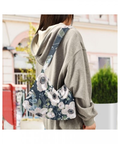 Floral Watercolor Furry Tote Bag for Women Crossbody Bag Casual Shoulder Handbags Hobo Purse with Zipper for Fall $12.17 Totes