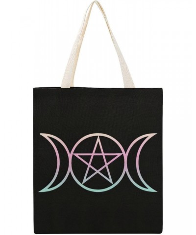 The Triple Moon Goddess Wiccan CanvasTote Bag for Women Girl Canvas Shoulder Handbags Cute Large Purse $13.56 Totes