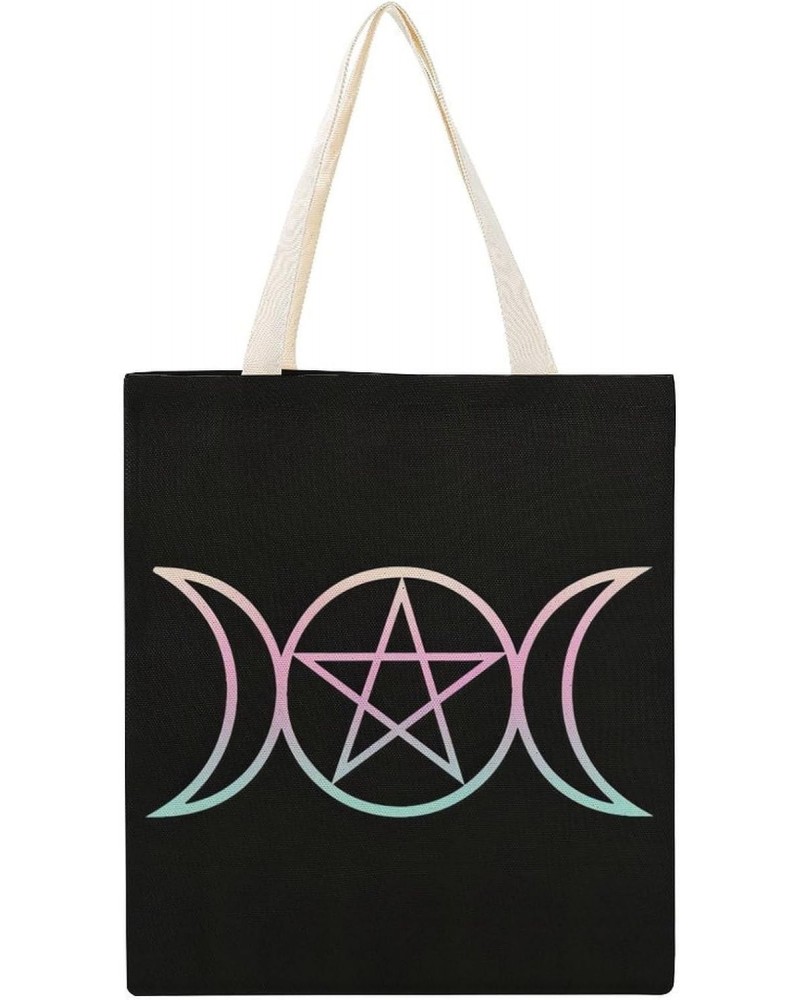 The Triple Moon Goddess Wiccan CanvasTote Bag for Women Girl Canvas Shoulder Handbags Cute Large Purse $13.56 Totes