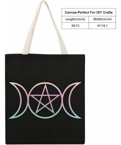 The Triple Moon Goddess Wiccan CanvasTote Bag for Women Girl Canvas Shoulder Handbags Cute Large Purse $13.56 Totes