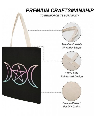 The Triple Moon Goddess Wiccan CanvasTote Bag for Women Girl Canvas Shoulder Handbags Cute Large Purse $13.56 Totes