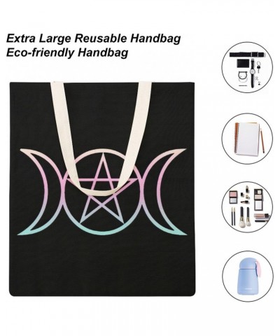 The Triple Moon Goddess Wiccan CanvasTote Bag for Women Girl Canvas Shoulder Handbags Cute Large Purse $13.56 Totes