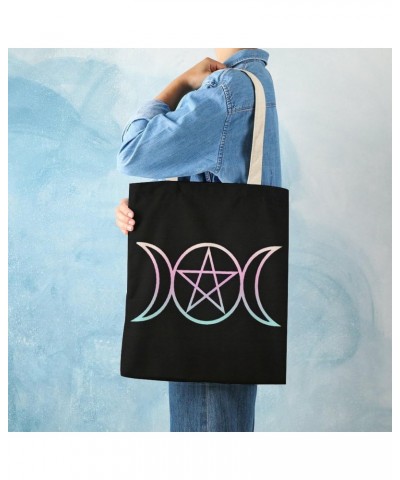 The Triple Moon Goddess Wiccan CanvasTote Bag for Women Girl Canvas Shoulder Handbags Cute Large Purse $13.56 Totes