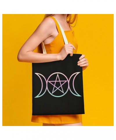 The Triple Moon Goddess Wiccan CanvasTote Bag for Women Girl Canvas Shoulder Handbags Cute Large Purse $13.56 Totes