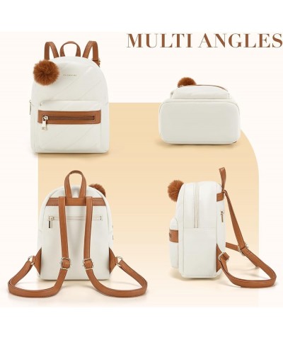 Mini Backpack for Women Small Backpack Purse With Tassel Cute PU Leather Bookbag Fashion Small Casual Daypacks 5-beige+brown ...