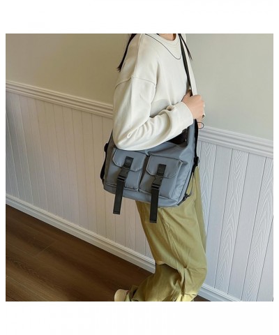 Adjustable Strap Multi Pockets Shoulder Bag Women Stylish Tote Handbag Simple Crossbody Bag Large Capacity Oxford Clot Grey $...