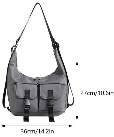 Adjustable Strap Multi Pockets Shoulder Bag Women Stylish Tote Handbag Simple Crossbody Bag Large Capacity Oxford Clot Grey $...