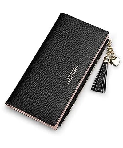 Leather Wallet Women's Pu Leather Wallet Long Large Capacity Zipper Purse Clutch for Ladies Girls Fashion Tassel Coin Holder ...