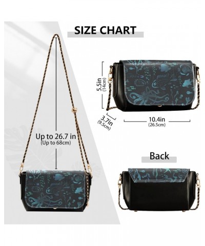 Marine Animals Blue Shoulder Bag For Dating for Women Fall Black Bags with Credit Card Slots Small Black Purse $22.79 Shoulde...