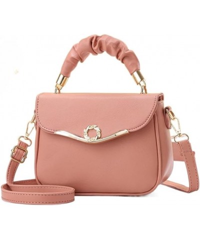 Women Sweet Cute Leather Messenger Bag Fashion Simple Satchel Purse Handbag Solid Top Handle Pink $41.74 Totes