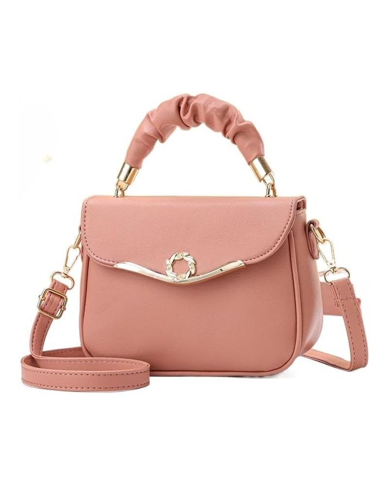 Women Sweet Cute Leather Messenger Bag Fashion Simple Satchel Purse Handbag Solid Top Handle Pink $41.74 Totes