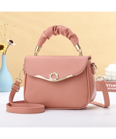 Women Sweet Cute Leather Messenger Bag Fashion Simple Satchel Purse Handbag Solid Top Handle Pink $41.74 Totes