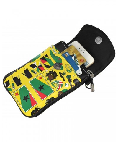 women leather Cell Phone Purse Jamaican Elements pattern Soft, durable and waterproof PU leather Convenient for daily use and...