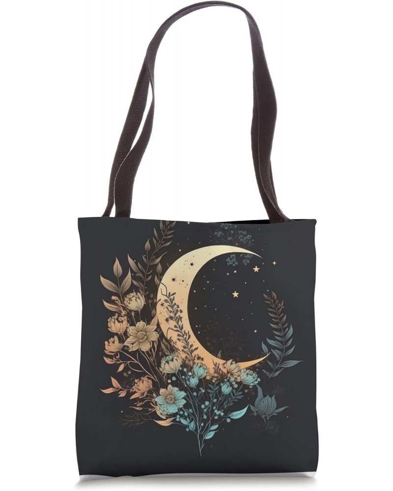 Floral Moon Phase flower crescent moon cool eclipse moon Tote Bag $10.82 Totes