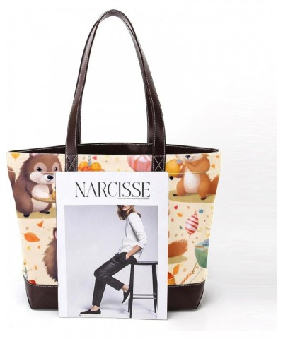 The Tote Bag For Women,Tote Bag With Zipper,Canvas Tote Bag,Animals Bunny Fox Birthday Handbags $26.15 Totes