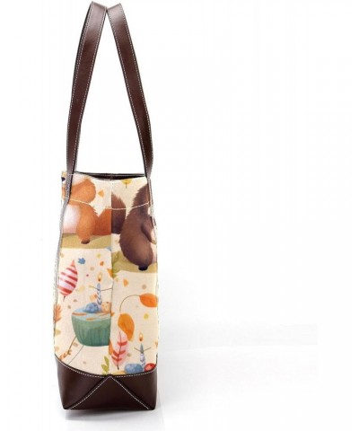 The Tote Bag For Women,Tote Bag With Zipper,Canvas Tote Bag,Animals Bunny Fox Birthday Handbags $26.15 Totes