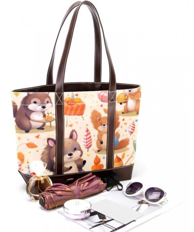 The Tote Bag For Women,Tote Bag With Zipper,Canvas Tote Bag,Animals Bunny Fox Birthday Handbags $26.15 Totes