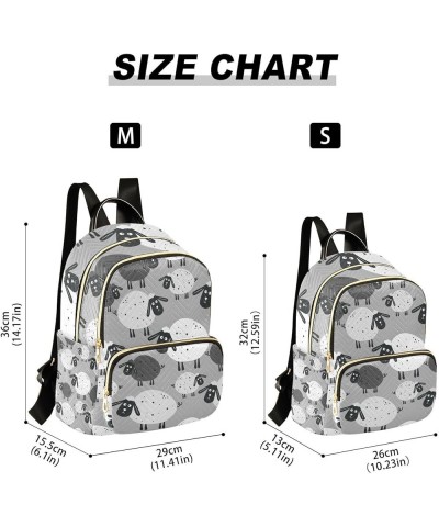 Women Backpack Doodle Cute Sheep Grey Anti-Theft Travel Backpack with Luggage Belt Lightweight Handbag Lady Purse Roomy Doubl...