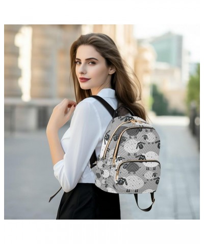 Women Backpack Doodle Cute Sheep Grey Anti-Theft Travel Backpack with Luggage Belt Lightweight Handbag Lady Purse Roomy Doubl...