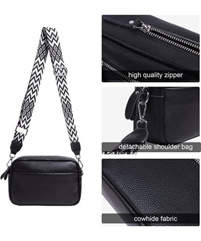 Women Fashion Genuine Leather Shoulder bag,Crossbody Bag for Women Wide Strap Shoulder Bag Top Zip 01-black $17.39 Shoulder Bags