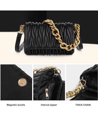 Quilted Handbags for Women Crossbody Bags Trendy Small Purses and Top Handle Handbags Midnight Black $27.79 Satchels